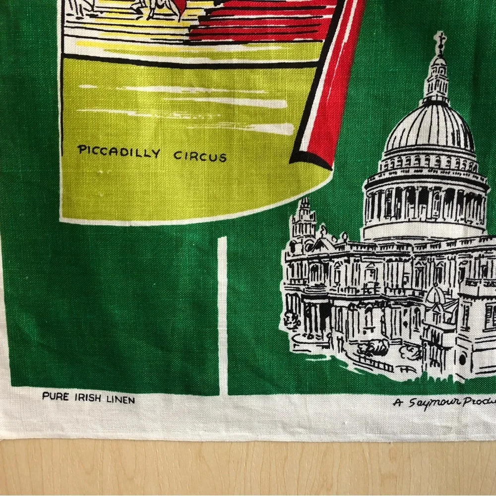 London Linen Tea Towel, Vintage England UK Tourist Souvenir